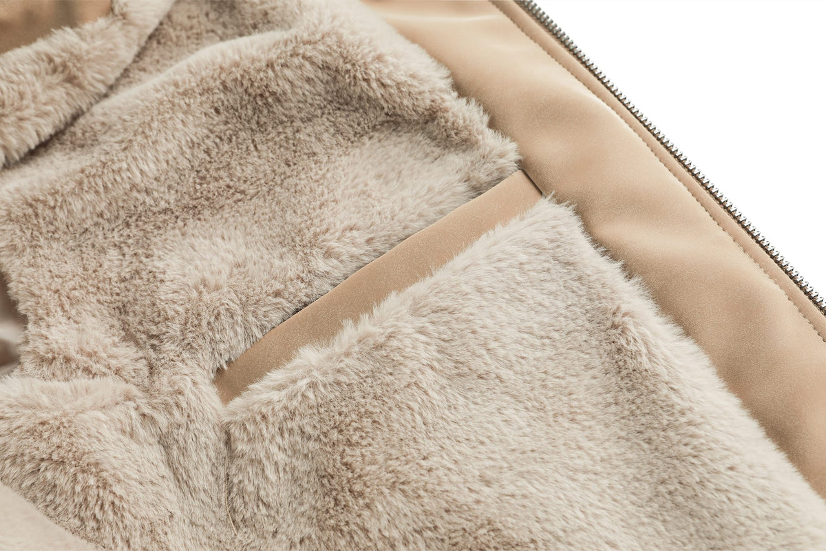 Zwarte herenjas in suède-look met warme fleece voering