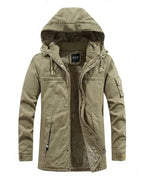 Veste d'hiver matelassée pour hommes avec capuche amovible
