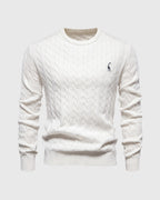 Pull en maille torsadée pour homme coupe régulière