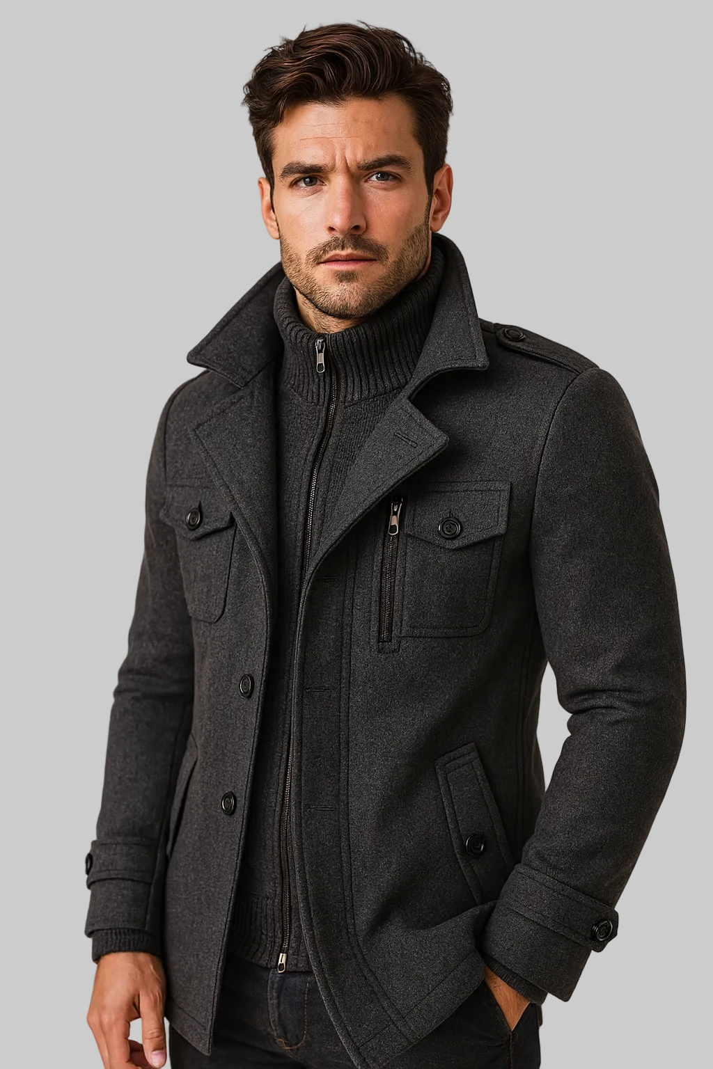 Eleganter Herrenmantel aus Wollmix