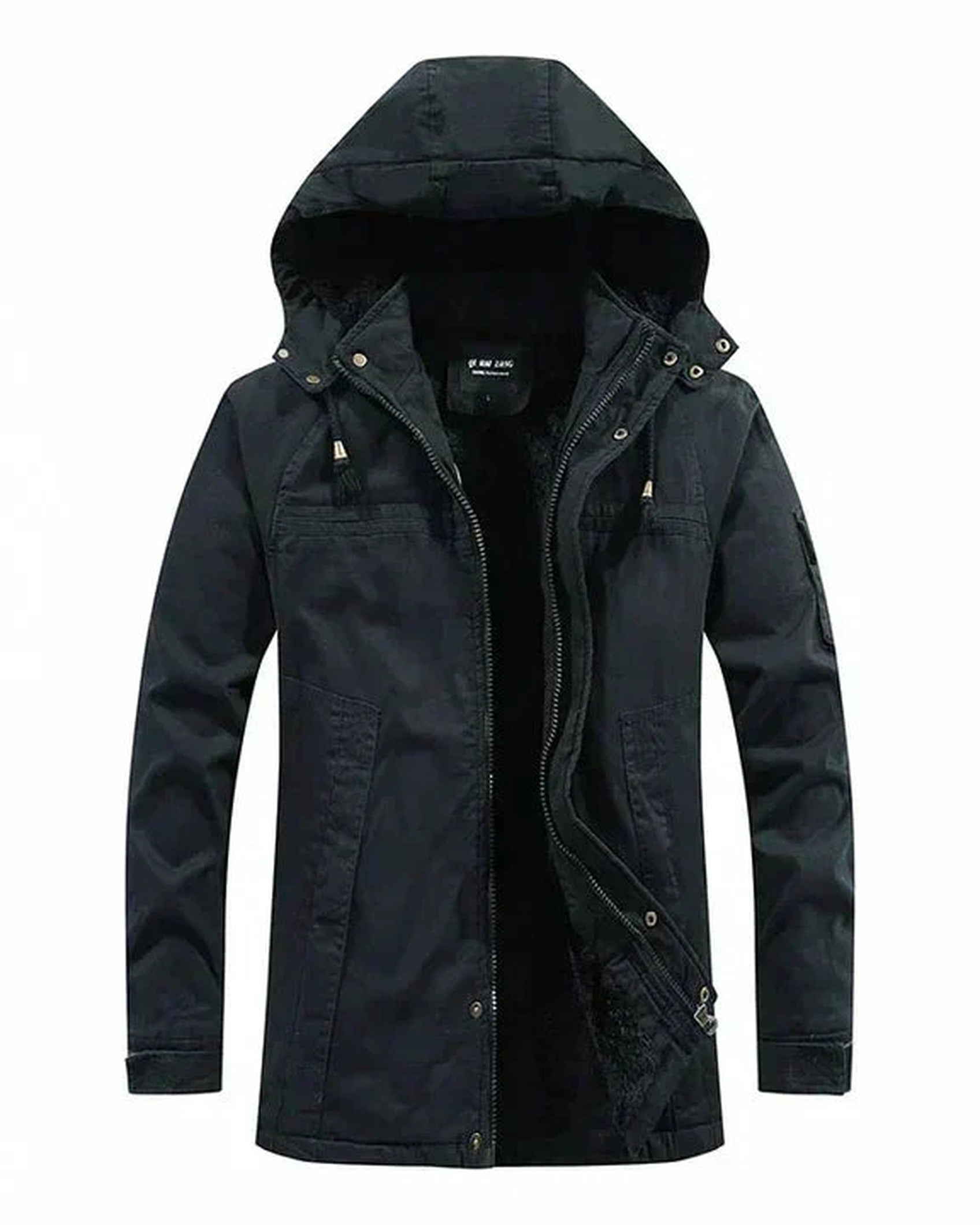 Veste d'hiver matelassée pour hommes avec capuche amovible