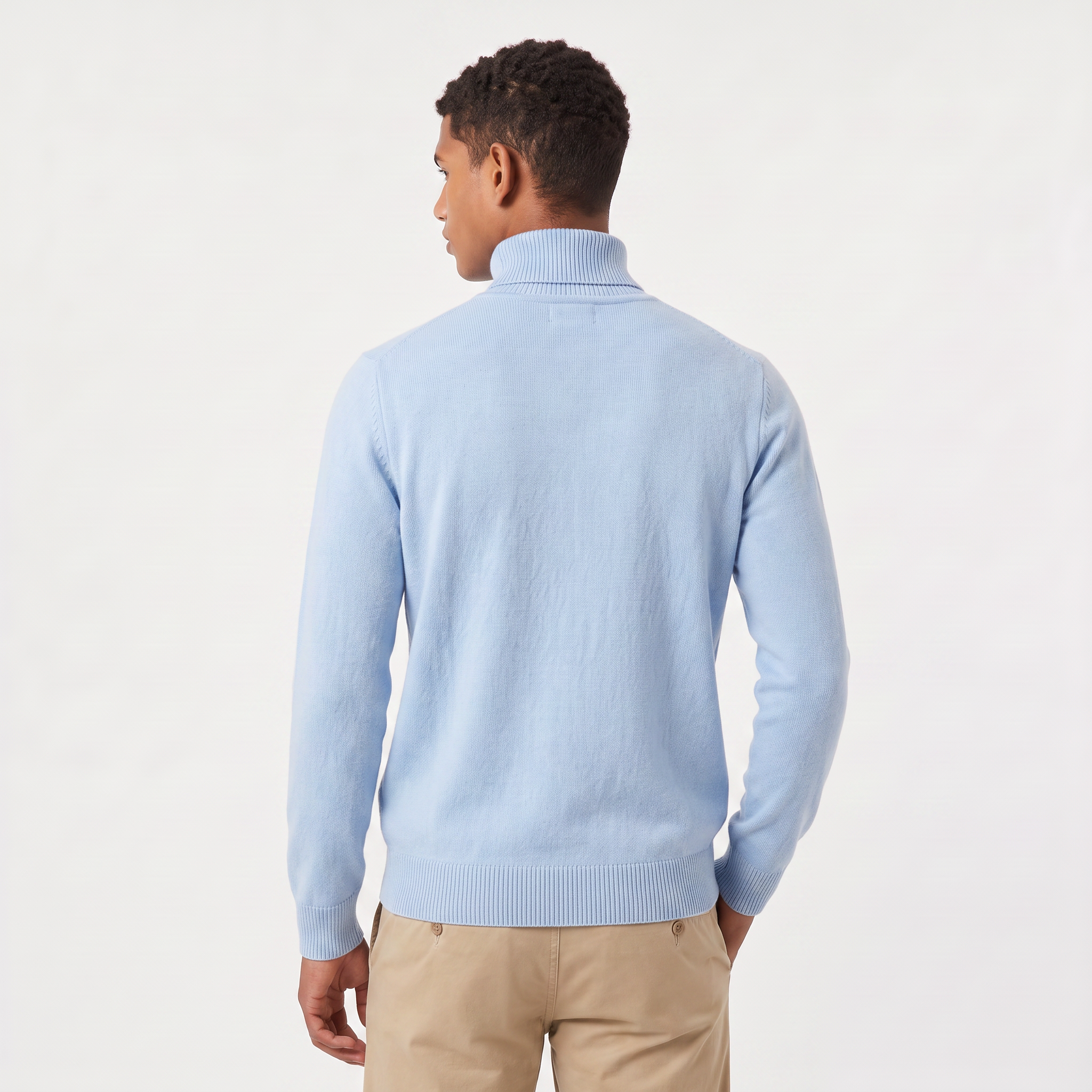 Pull en laine côtelé pour homme avec col roulé