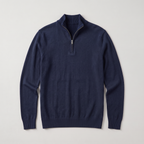 Pull en tricot pour homme avec col montant et fermeture éclair 1/4