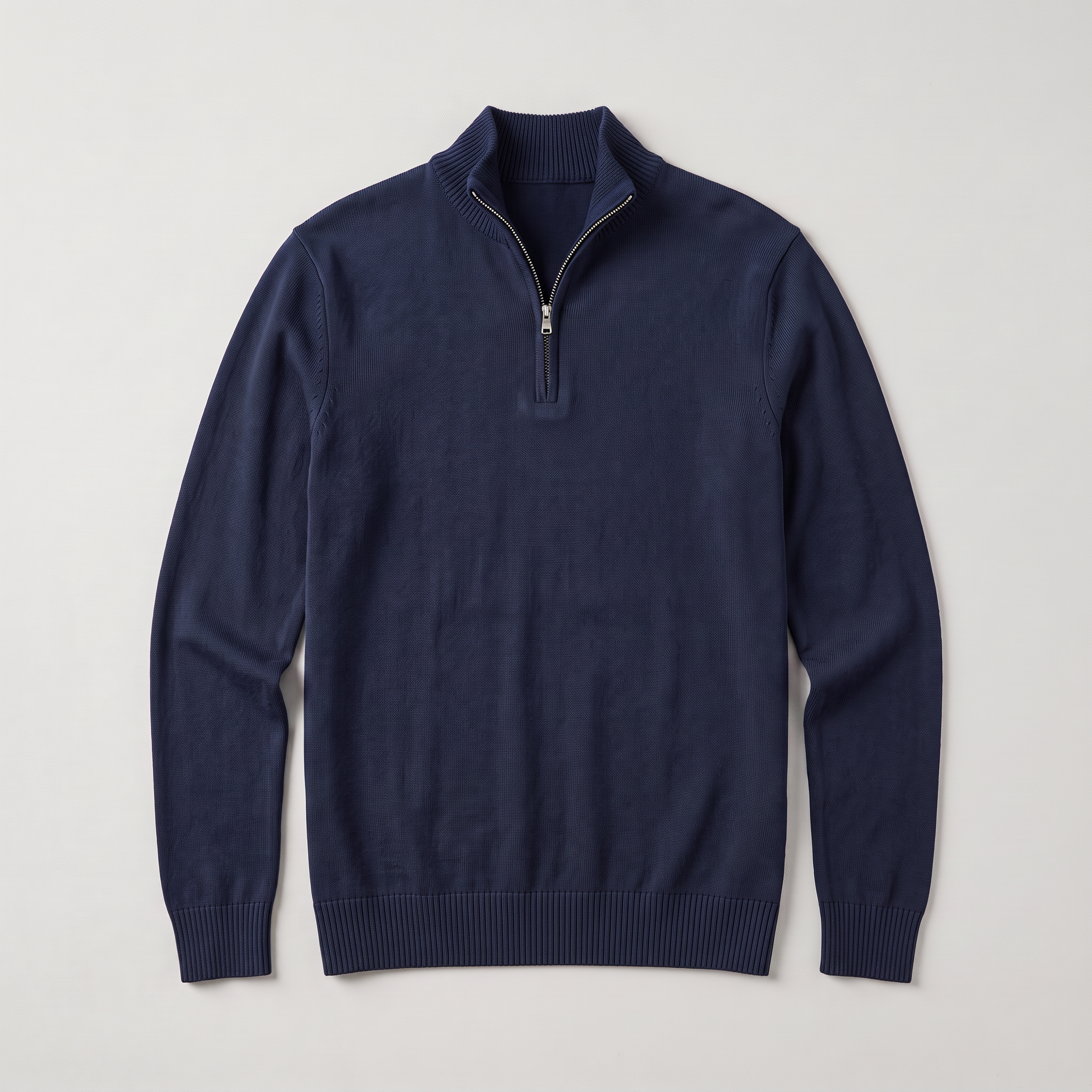 Pull en tricot pour homme avec col montant et fermeture éclair 1/4