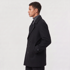 Manteau trench court pour homme à double boutonnage avec col à revers