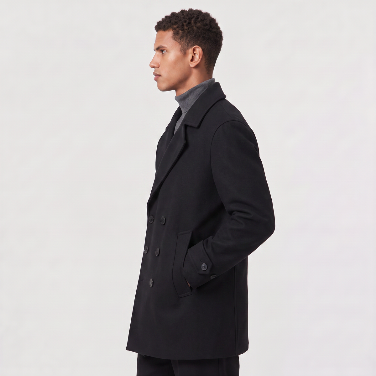 Heren Korte Trenchcoat Dubbelgebreid met Reverskraag