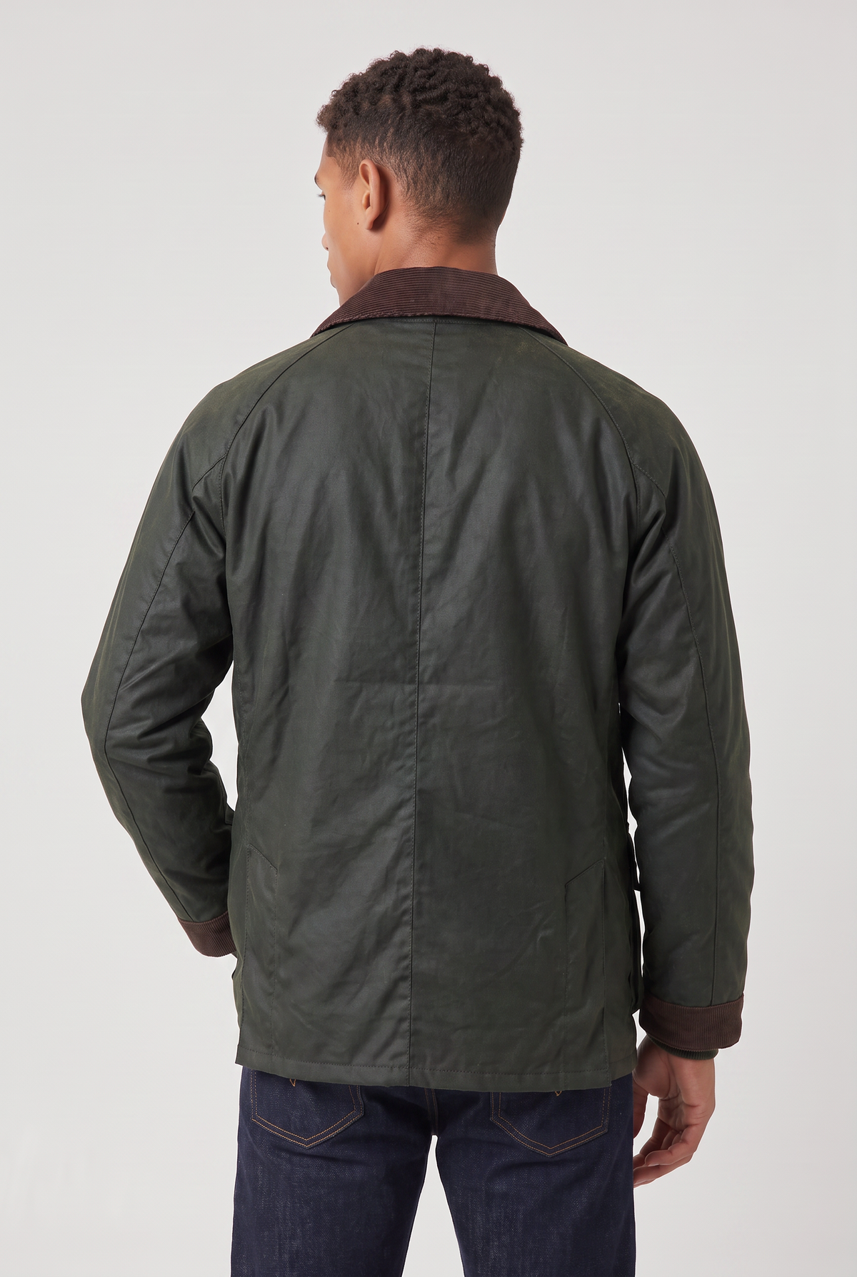 Herren Jacke in Wachsoptik mit Cordkragen