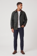 Herren Jacke in Wachsoptik mit Cordkragen