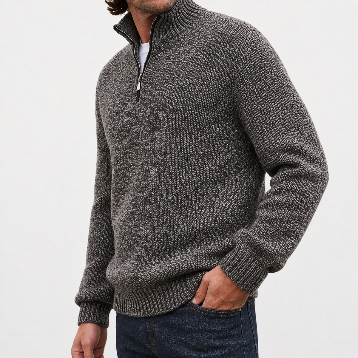 Herren Pullover mit Viertelreißverschluss Bequem und Lässig