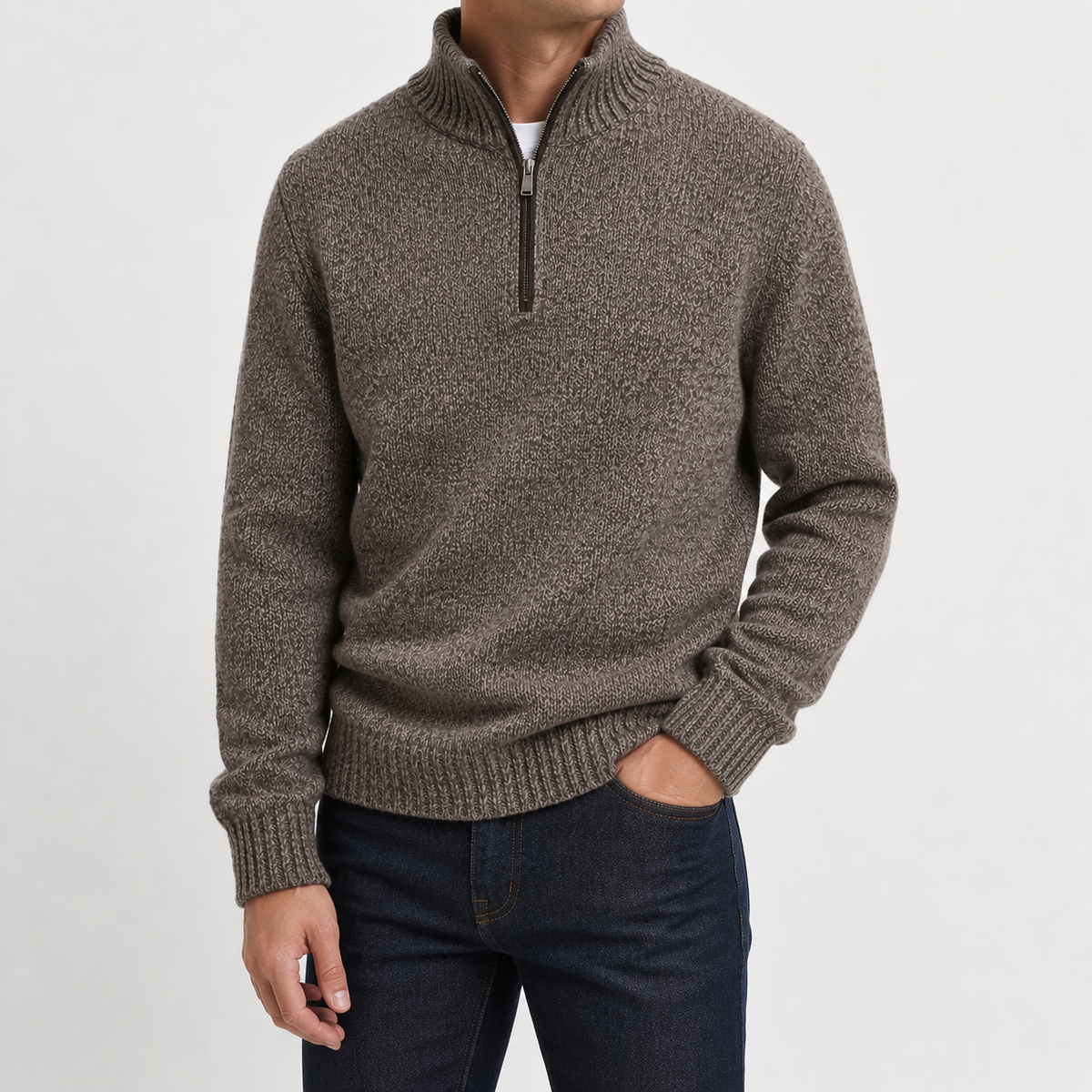 Herren Pullover mit Viertelreißverschluss Bequem und Lässig