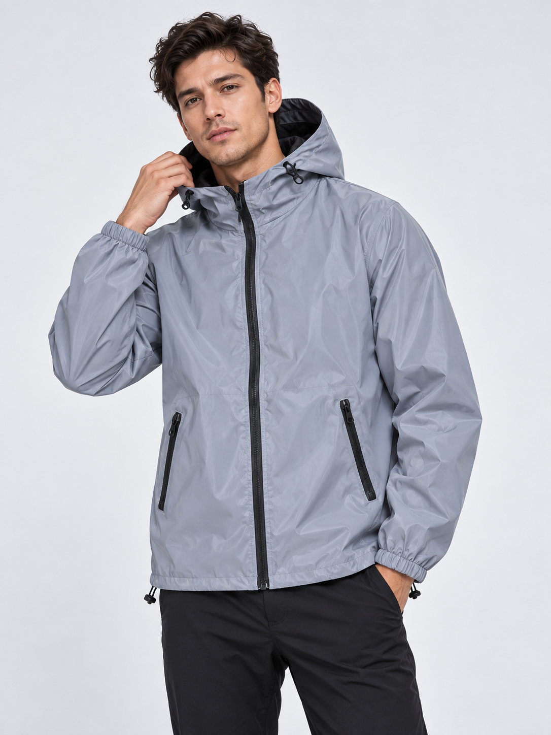 Herren Windjacke mit Kapuze und reflektierenden Details
