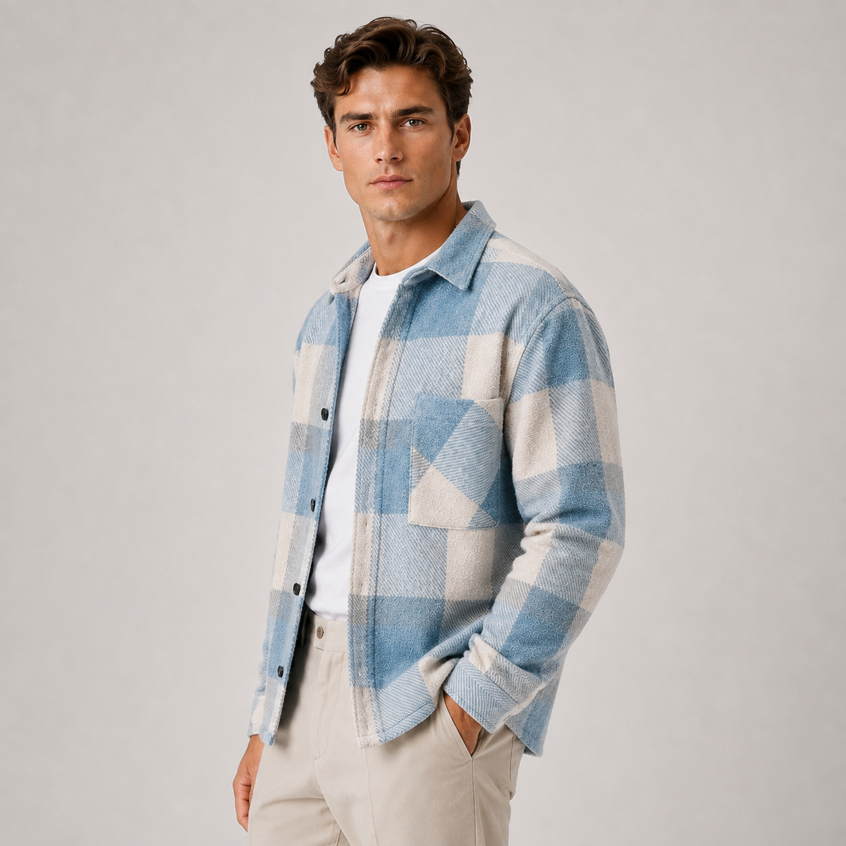 Herren Flanell Overshirt mit Karomuster