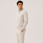 Herren Strickpullover mit kurzem Reissverschluss