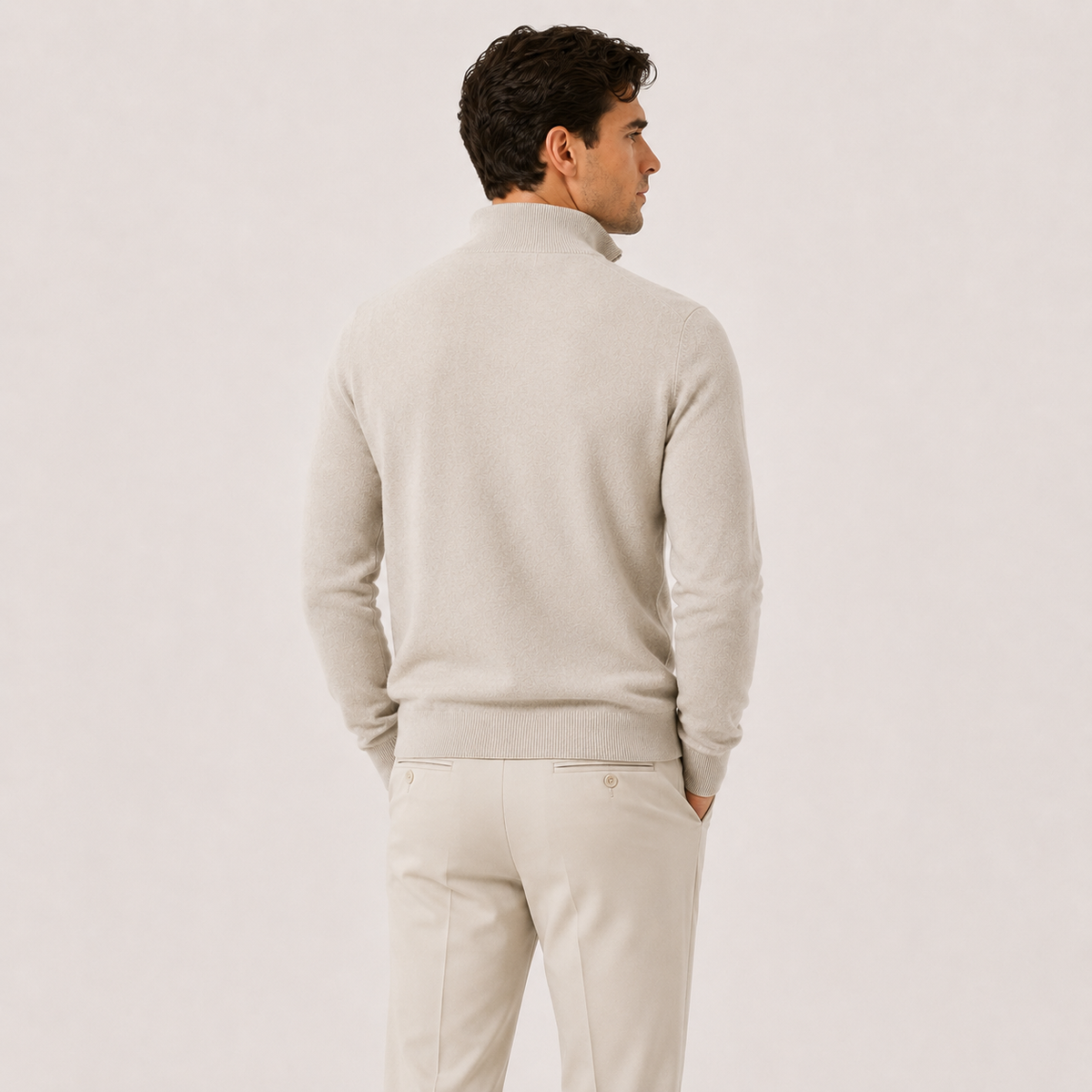 Herren Strickpullover mit kurzem Reissverschluss