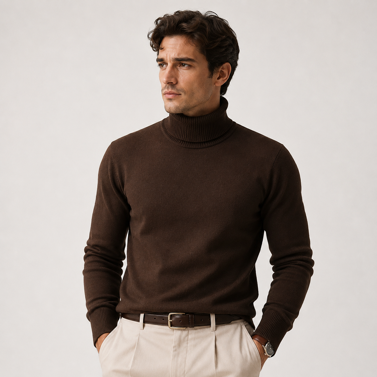 Herren Rollkragenpullover aus weichem Strick