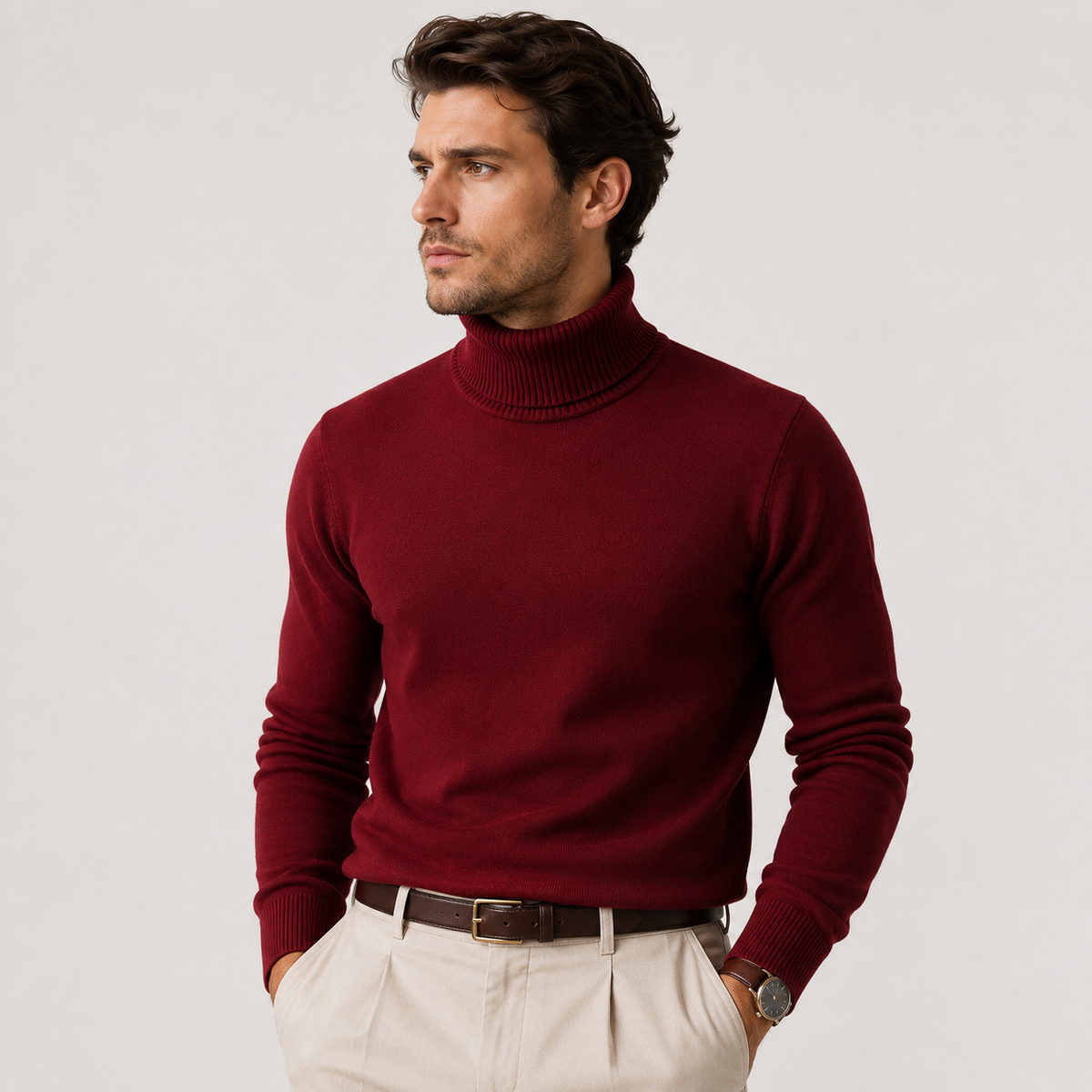 Herren Rollkragenpullover aus weichem Strick