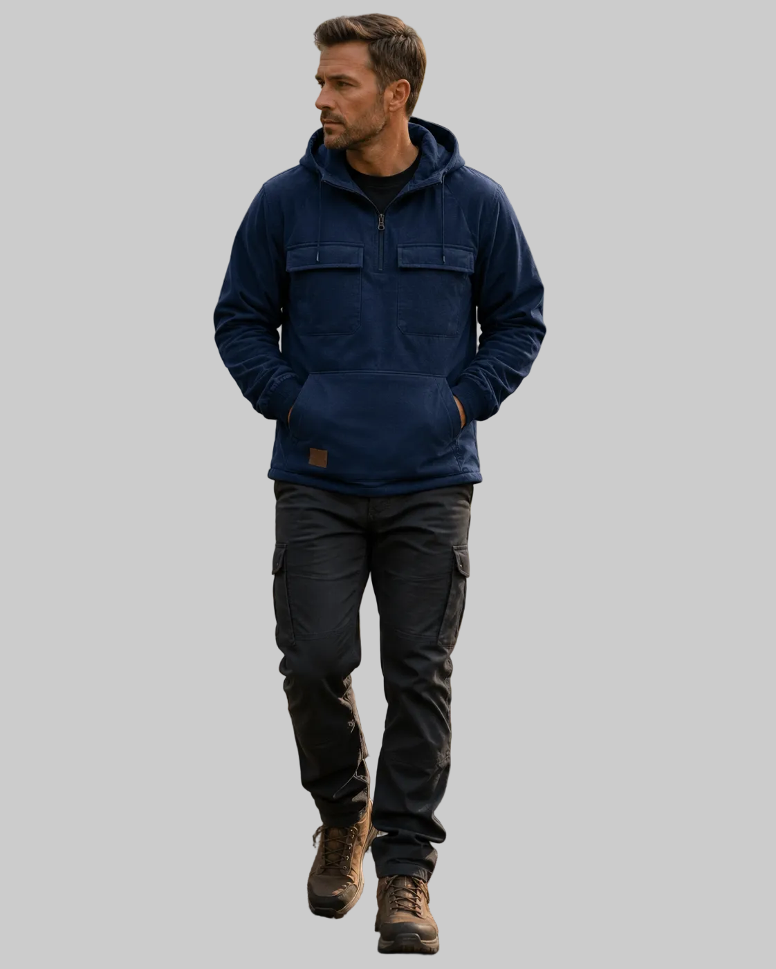 Sweat à capuche homme Caspian avec demi-fermeture éclair et coupe oversize