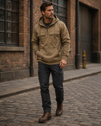 Sweat à capuche homme Caspian avec demi-fermeture éclair et coupe oversize