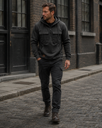 Sweat à capuche homme Caspian avec demi-fermeture éclair et coupe oversize