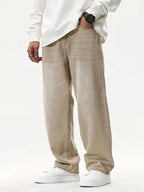 Jeans homme coupe ample jambe large en beige