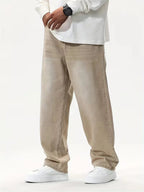 Jeans homme coupe ample jambe large en beige