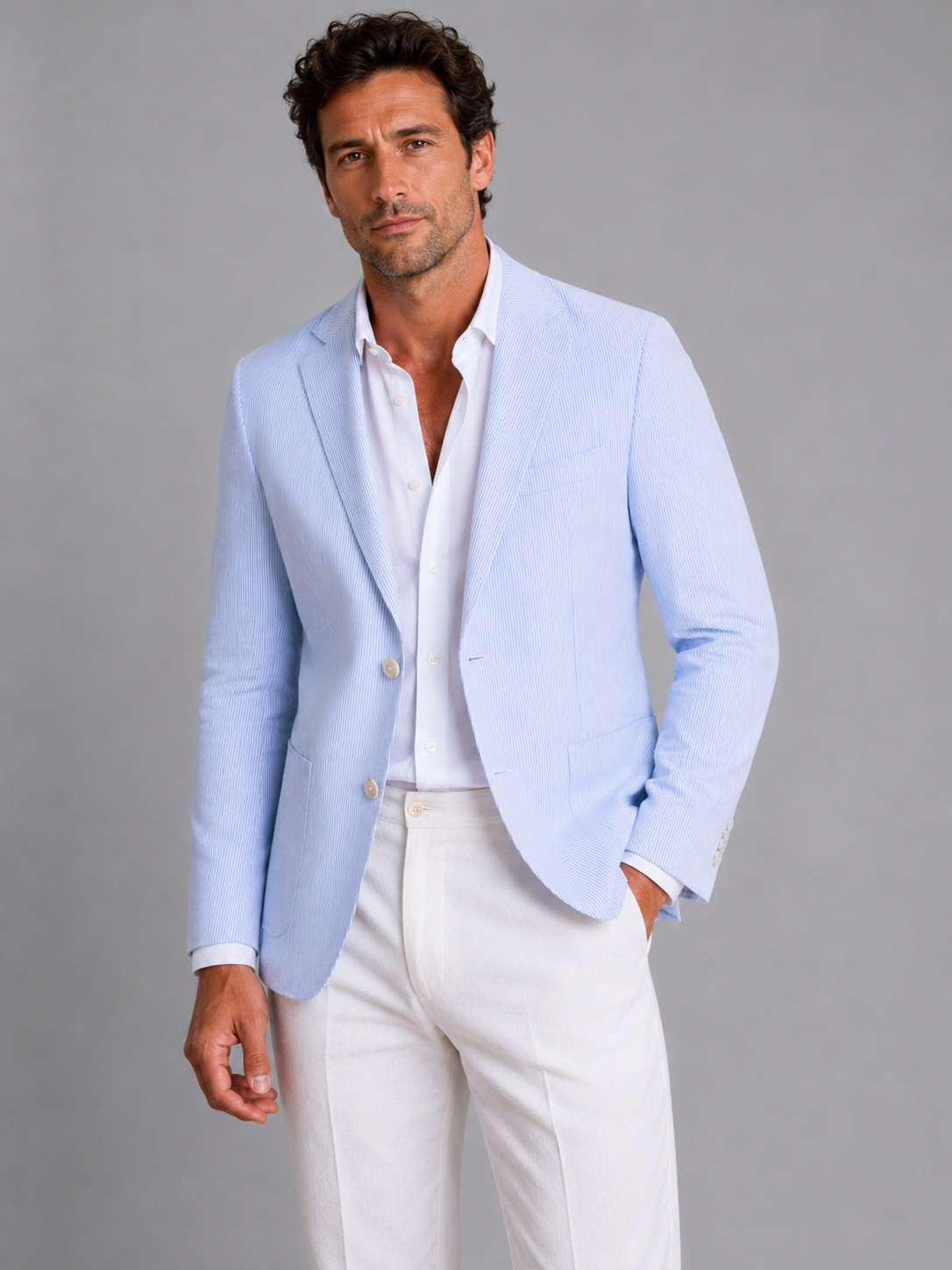 Blazer homme à motif rayé et col à revers