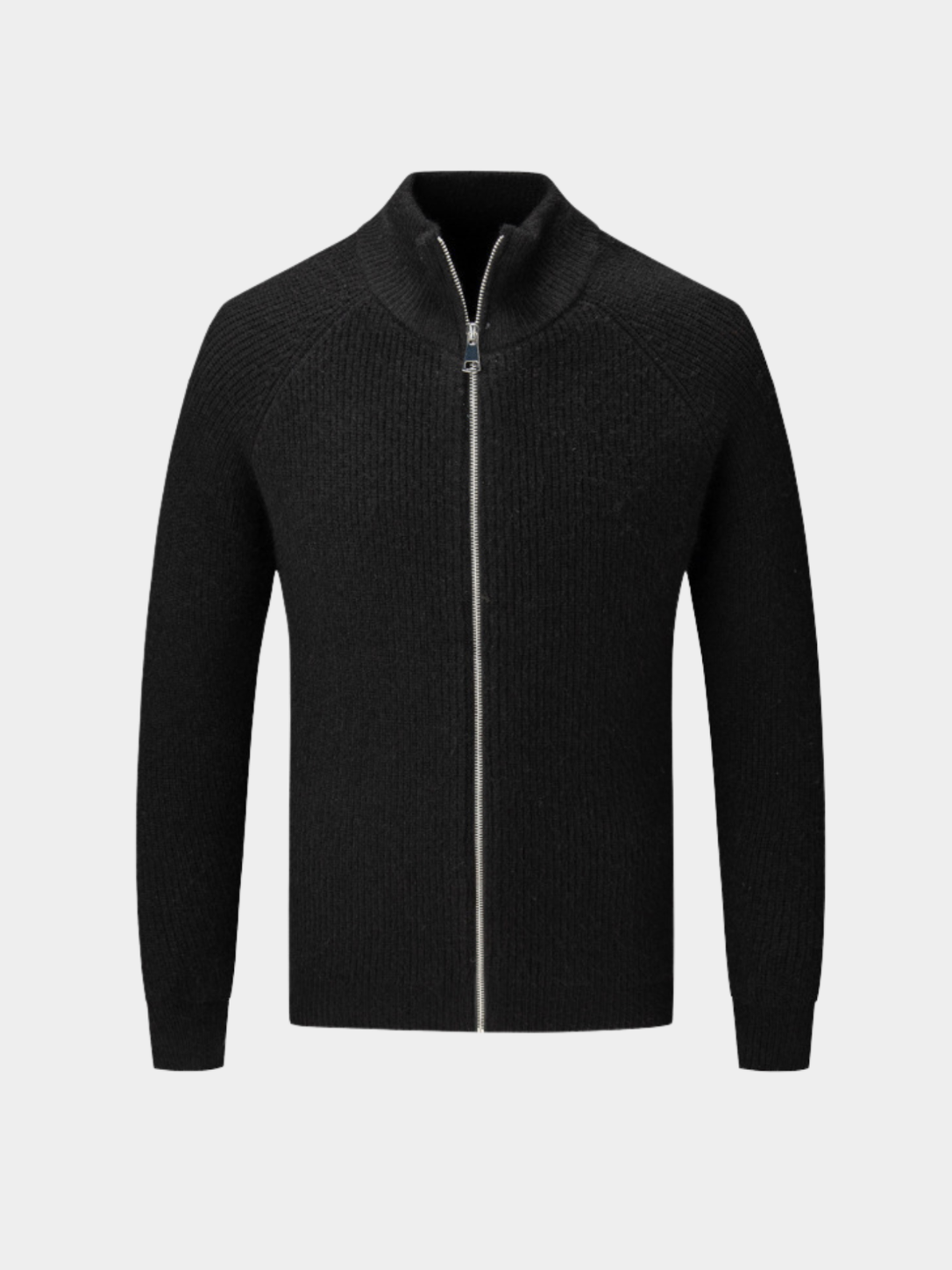 Cardigan homme en tricot avec col montant et fermeture éclair