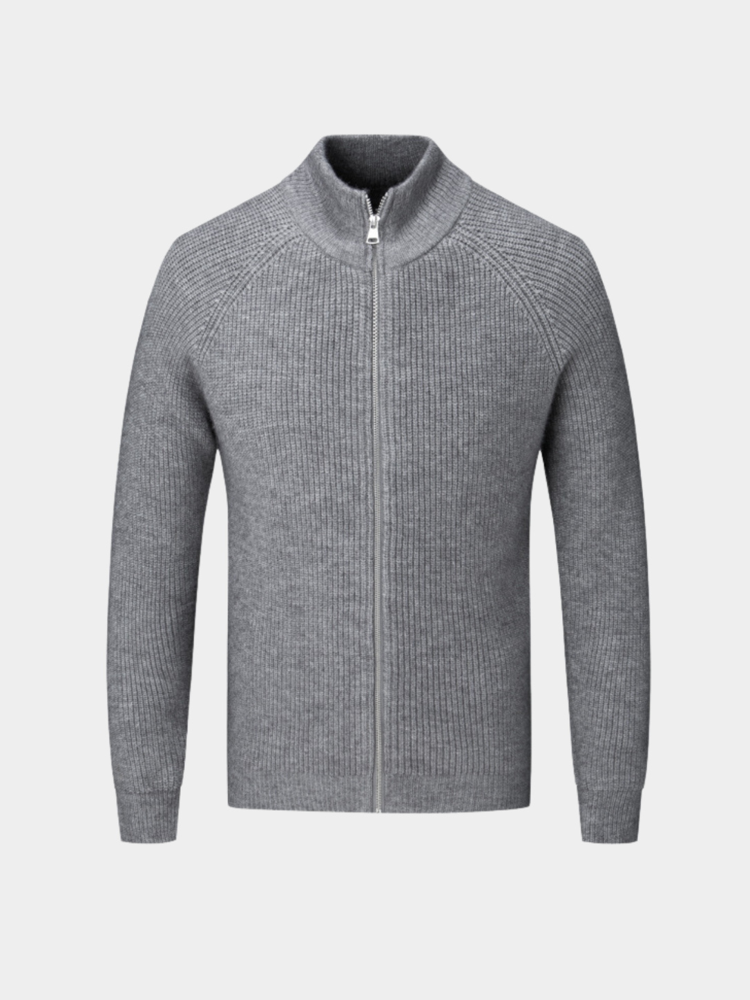 Cardigan homme en tricot avec col montant et fermeture éclair