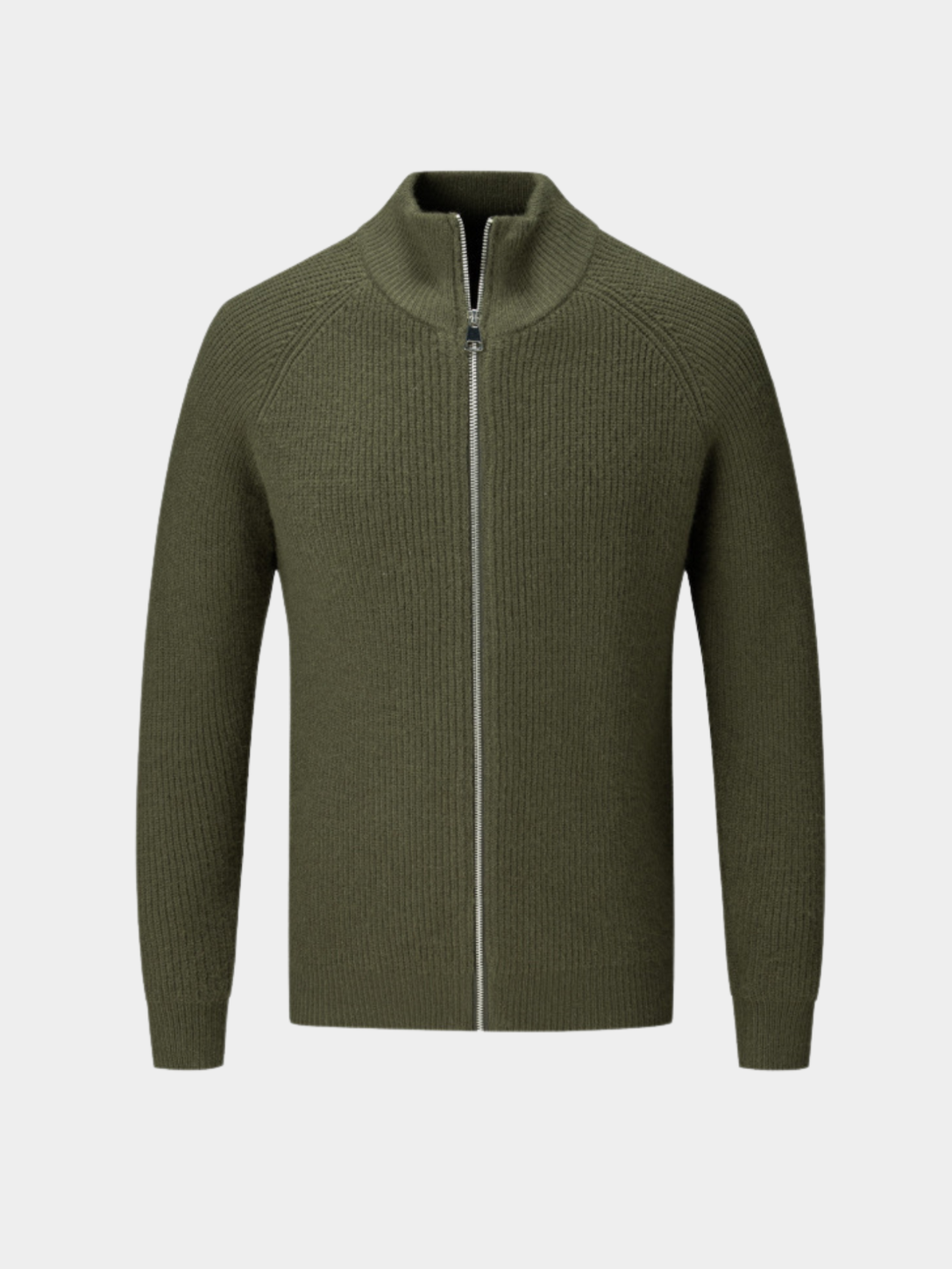 Cardigan homme en tricot avec col montant et fermeture éclair