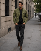 Grüne Herren Baumwolljacke mit Stehkragen
