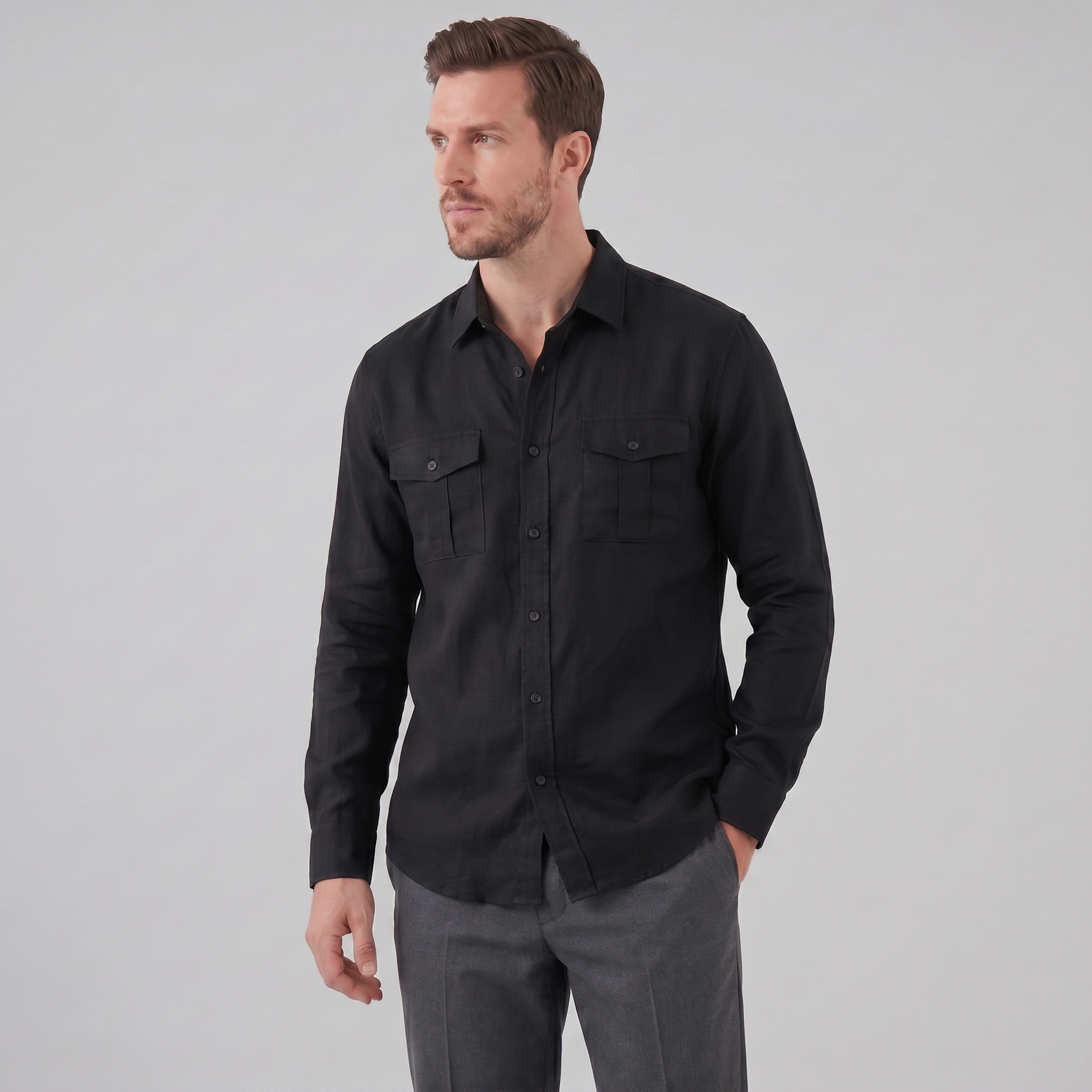 Herren Sommerhemd mit Knopfleiste
