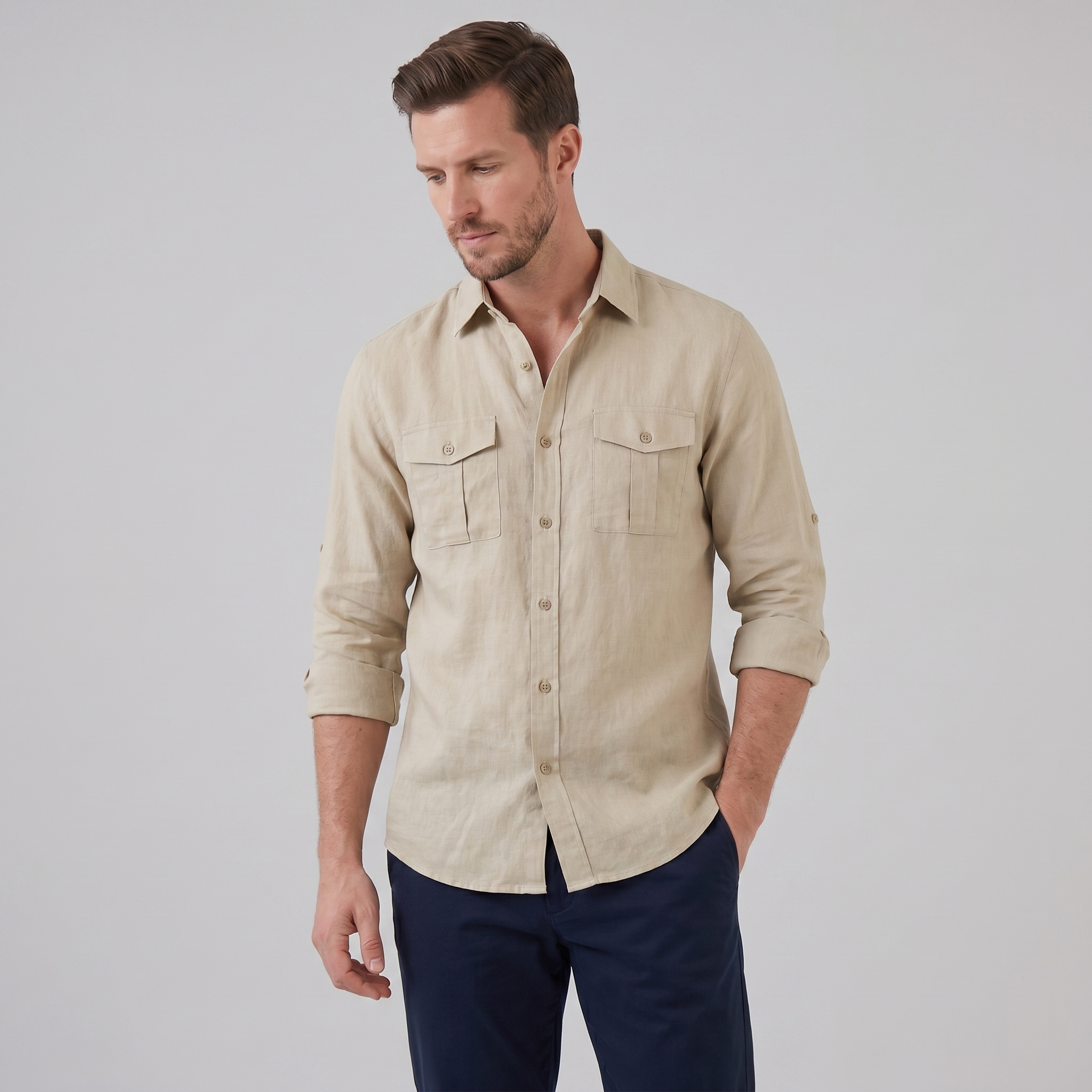 Herren Sommerhemd mit Knopfleiste