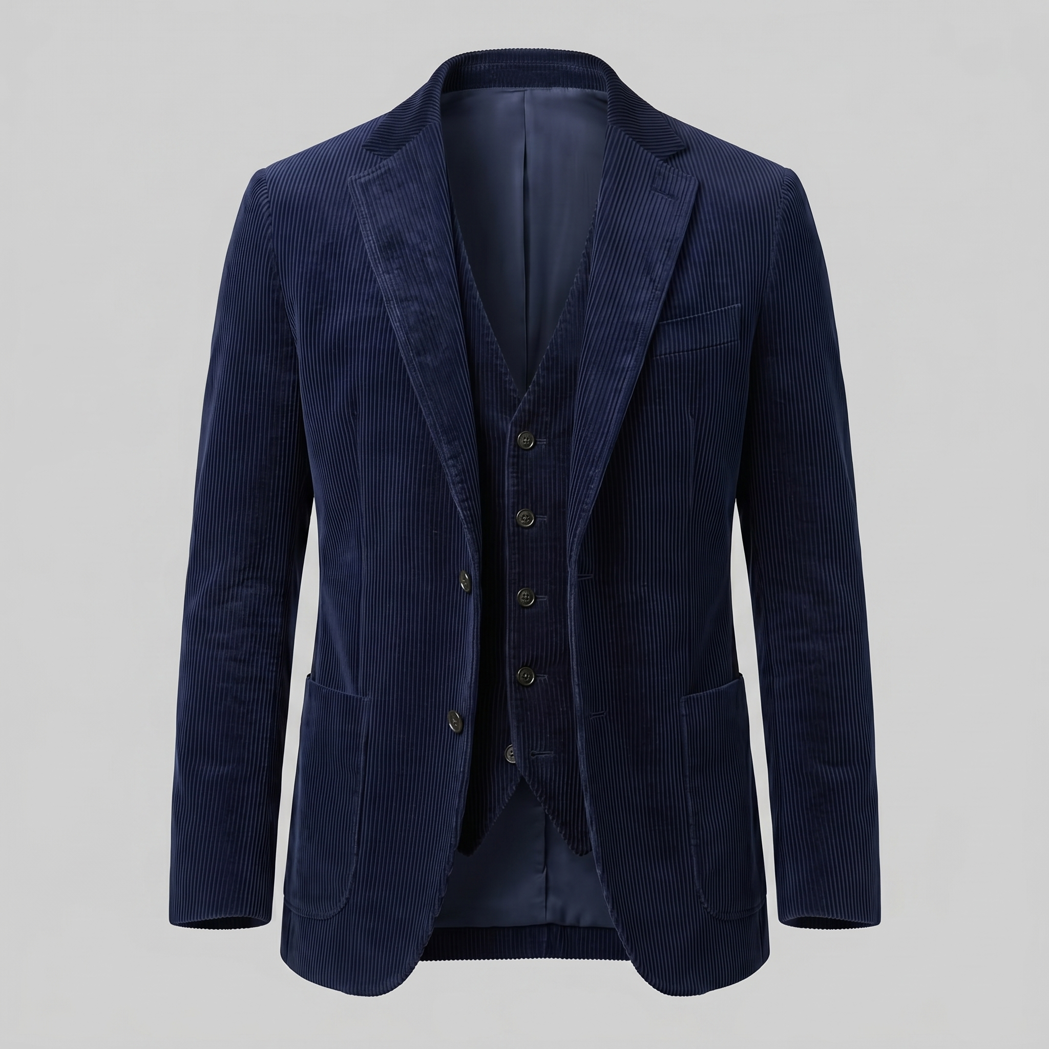 Herren-Blazer aus Cord mit passender Weste