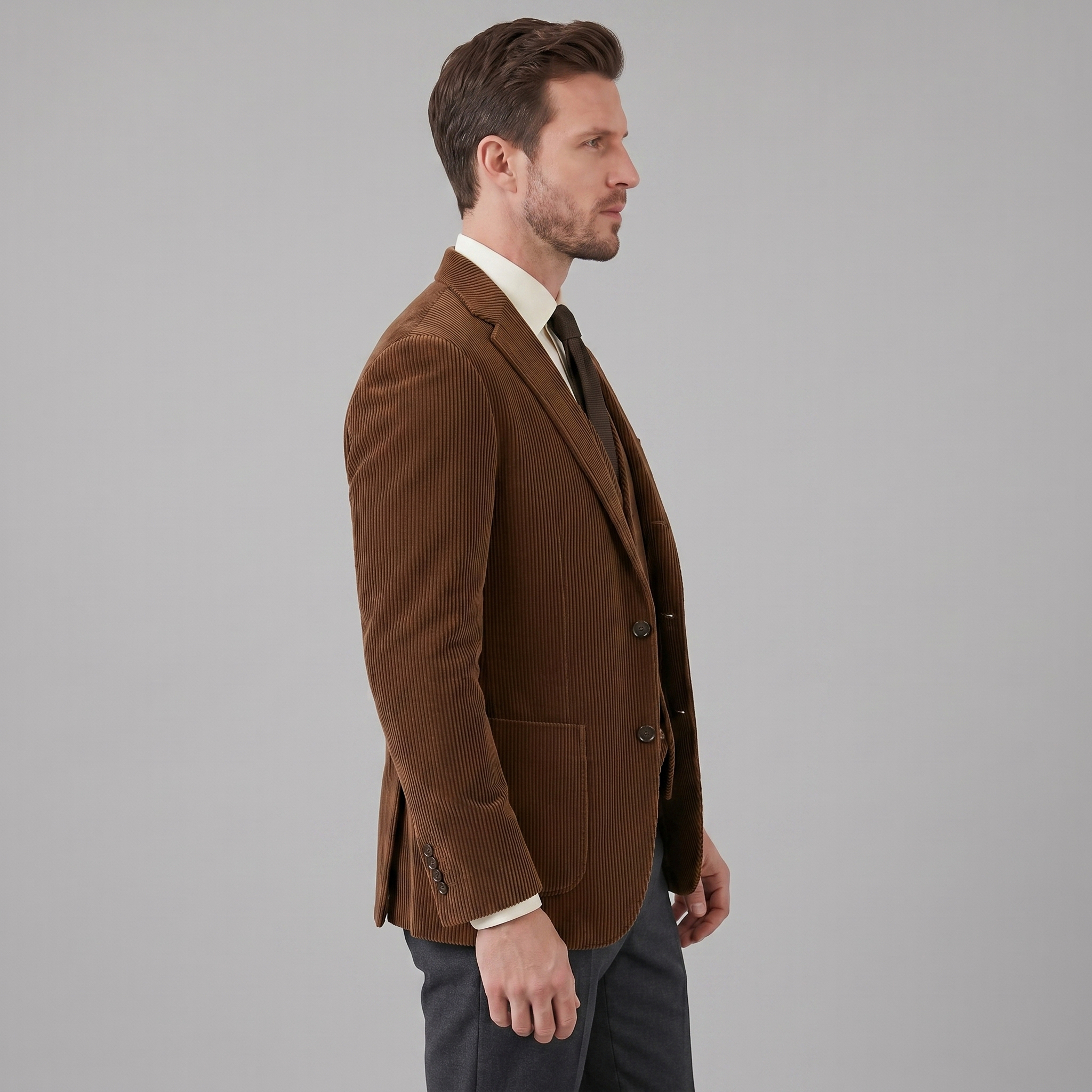 Herren-Blazer aus Cord mit passender Weste