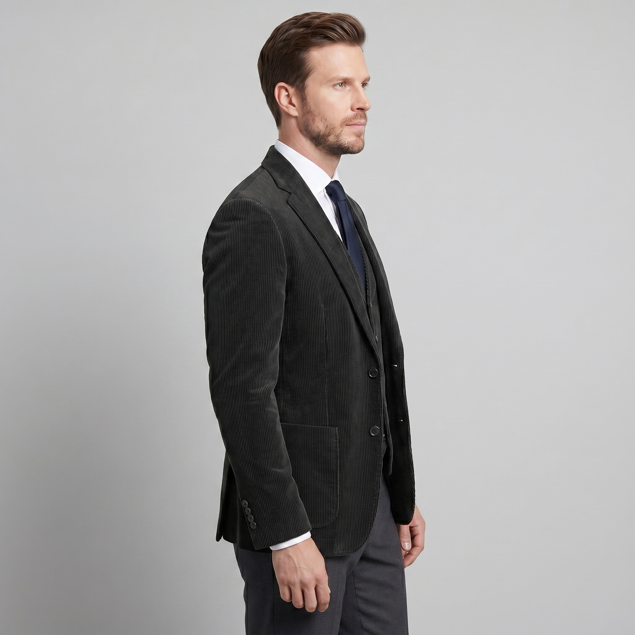 Herren-Blazer aus Cord mit passender Weste