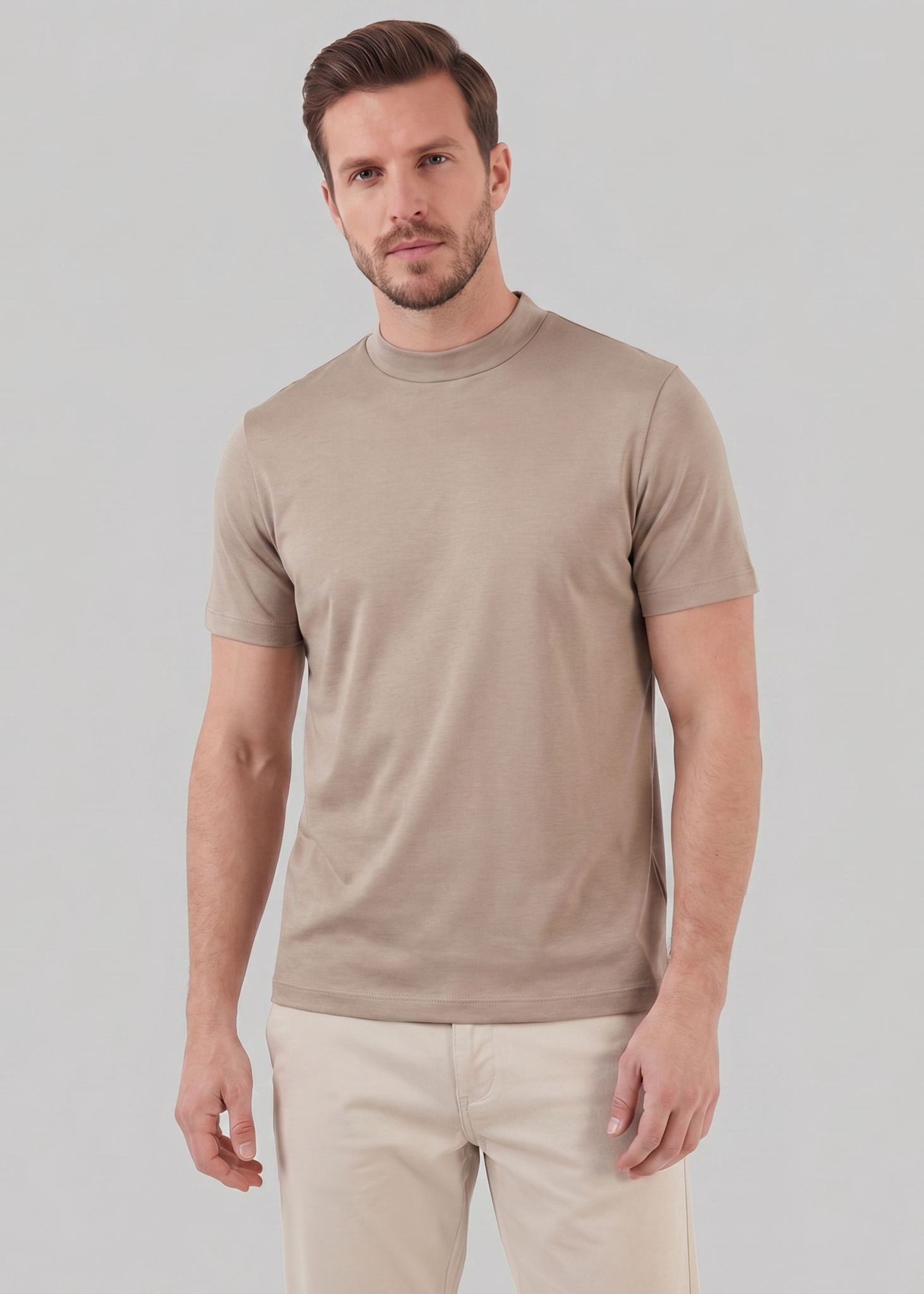Glänzendes T-Shirt mit Rundhalsausschnitt für Herren