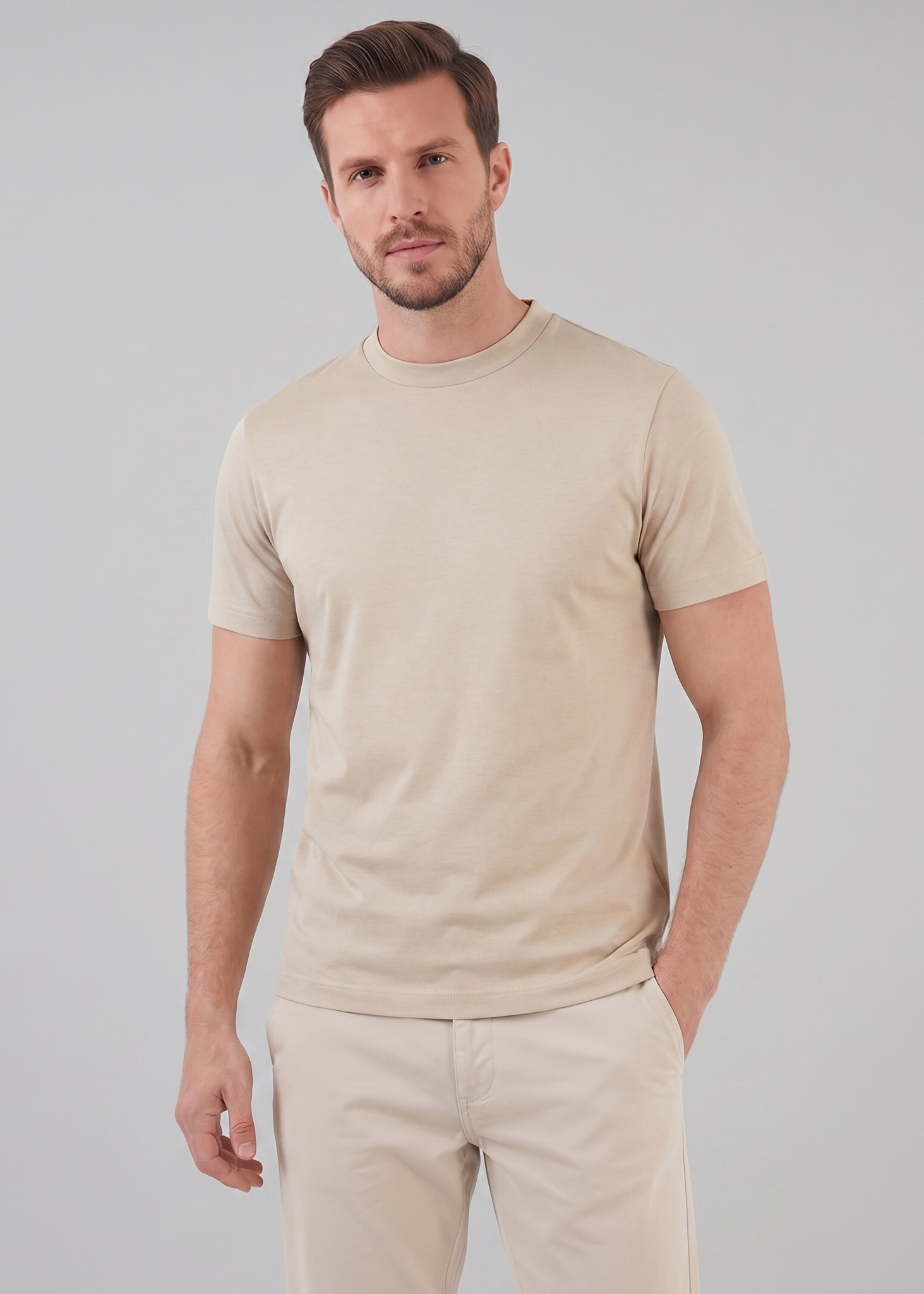 Glänzendes T-Shirt mit Rundhalsausschnitt für Herren