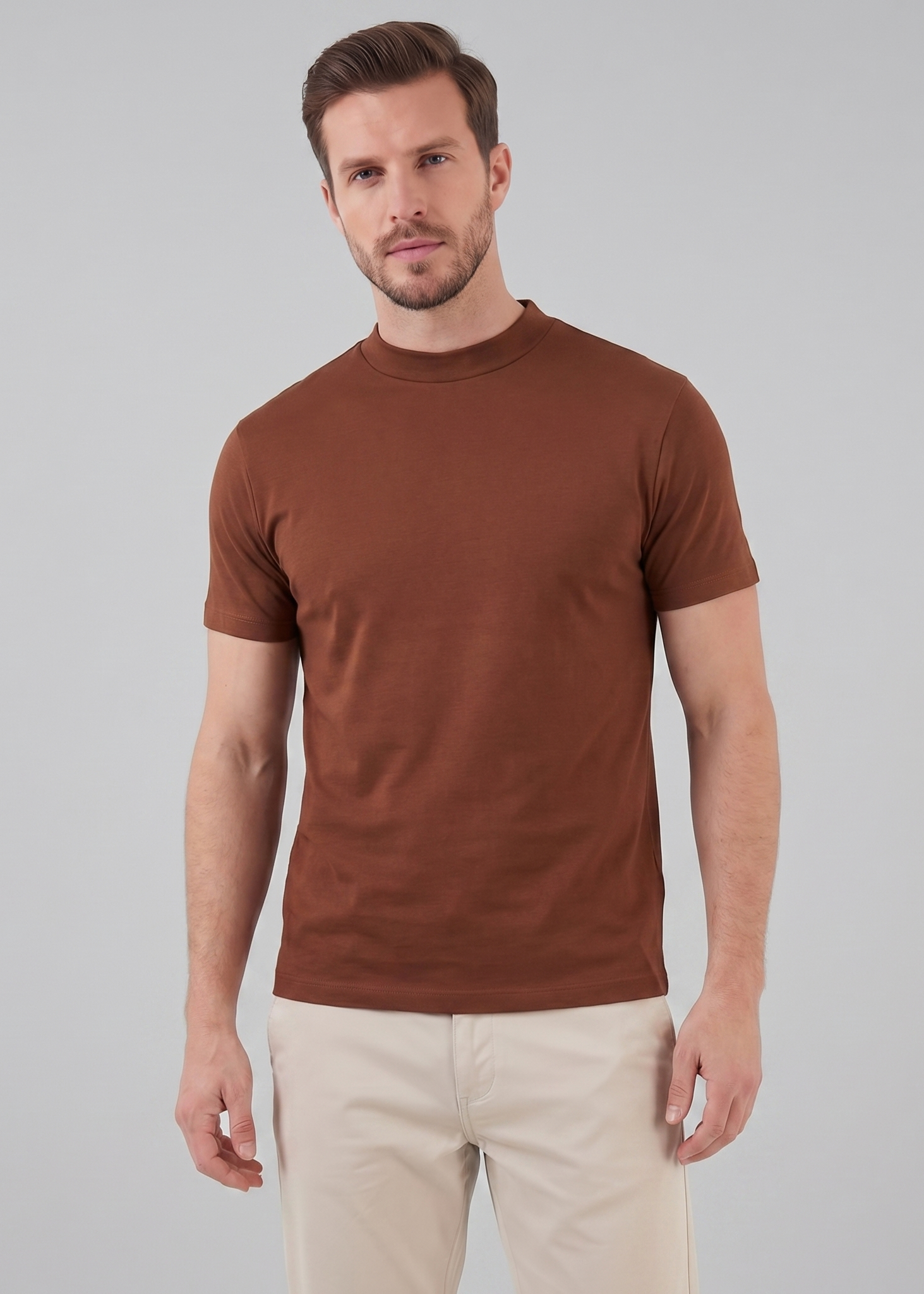 Glänzendes T-Shirt mit Rundhalsausschnitt für Herren