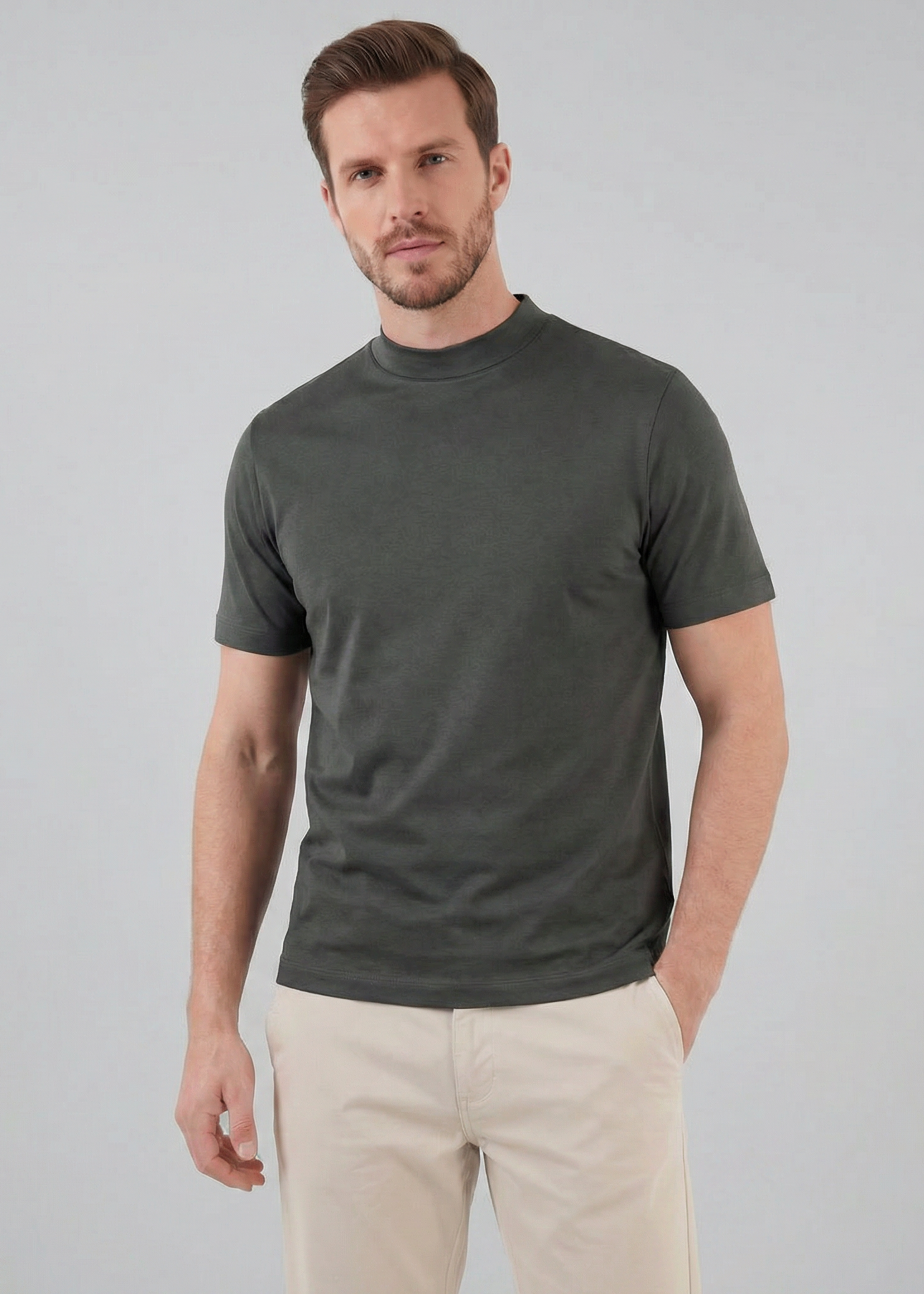 Glänzendes T-Shirt mit Rundhalsausschnitt für Herren