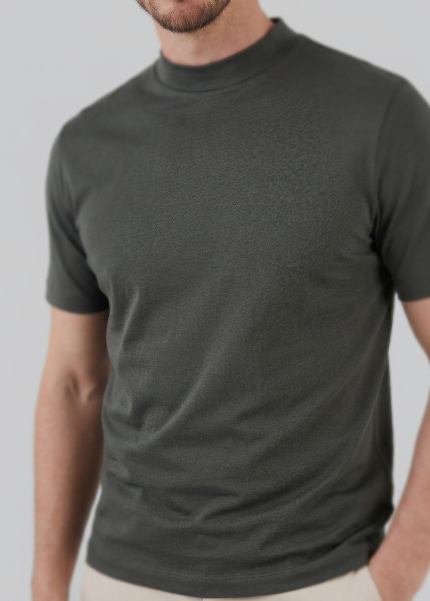 Glänzendes T-Shirt mit Rundhalsausschnitt für Herren