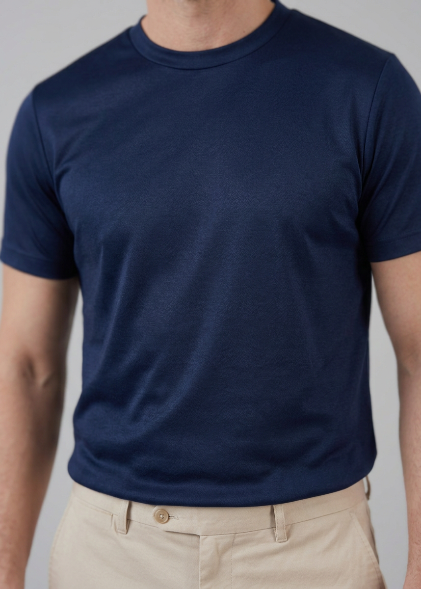 Glänzendes T-Shirt mit Rundhalsausschnitt für Herren