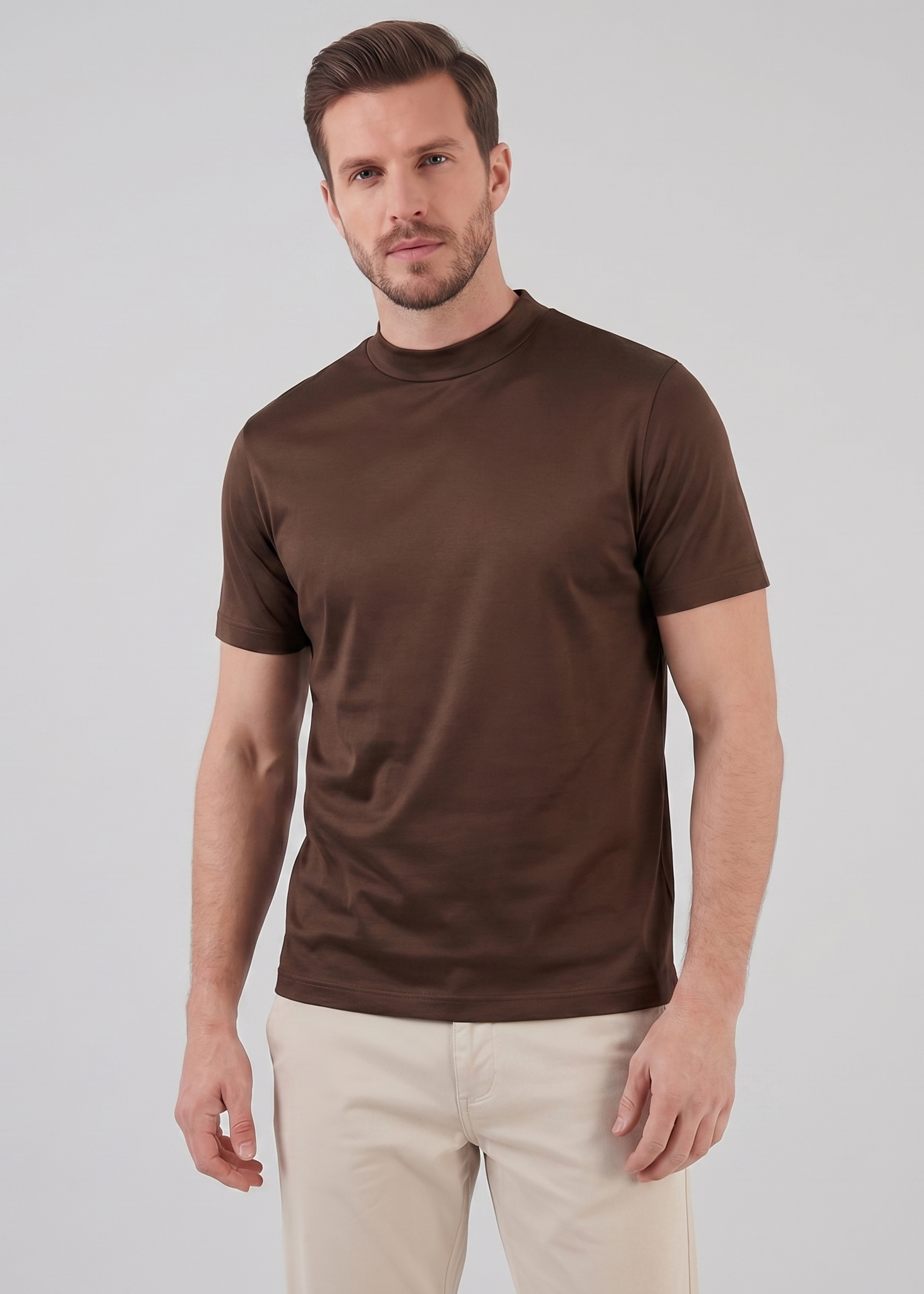 Glänzendes T-Shirt mit Rundhalsausschnitt für Herren