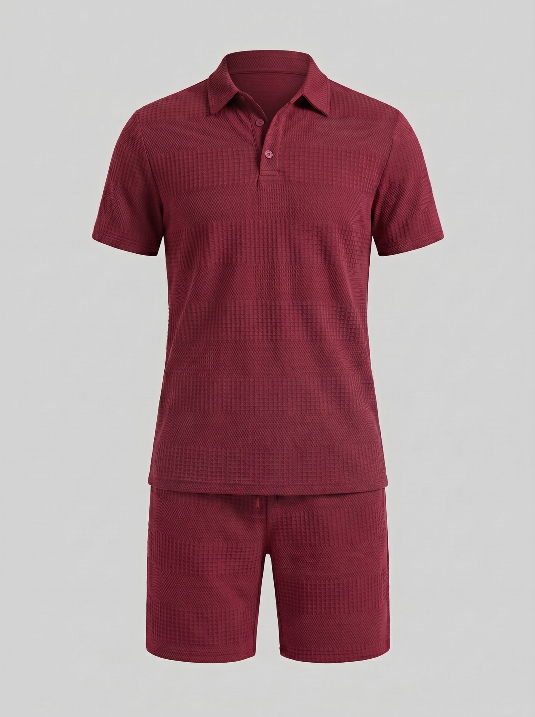 Set aus strukturiertem Polohemd und Shorts für Herren