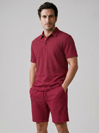 Set aus strukturiertem Polohemd und Shorts für Herren