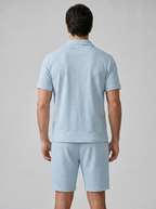 Set aus strukturiertem Polohemd und Shorts für Herren