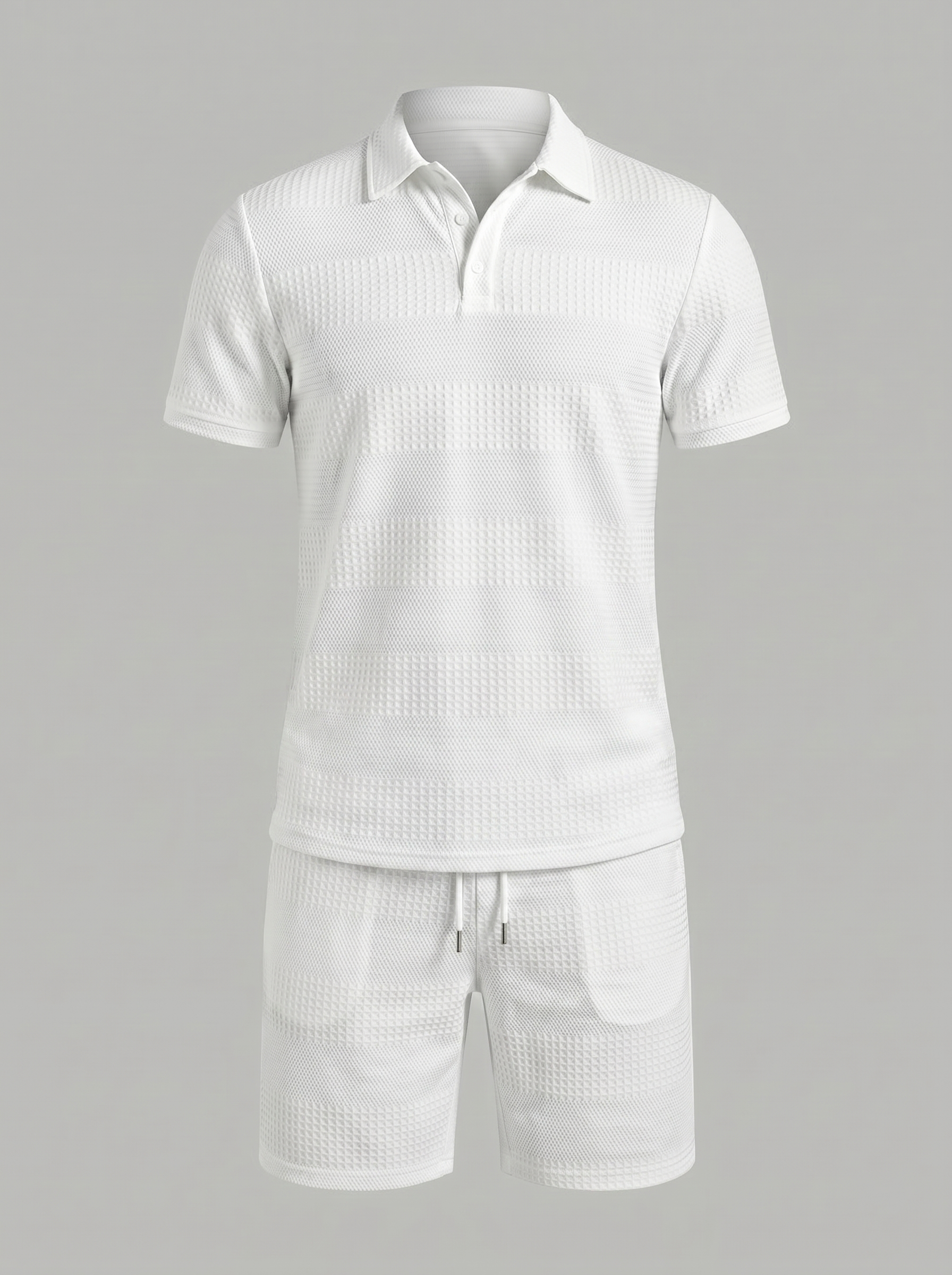 Set aus strukturiertem Polohemd und Shorts für Herren