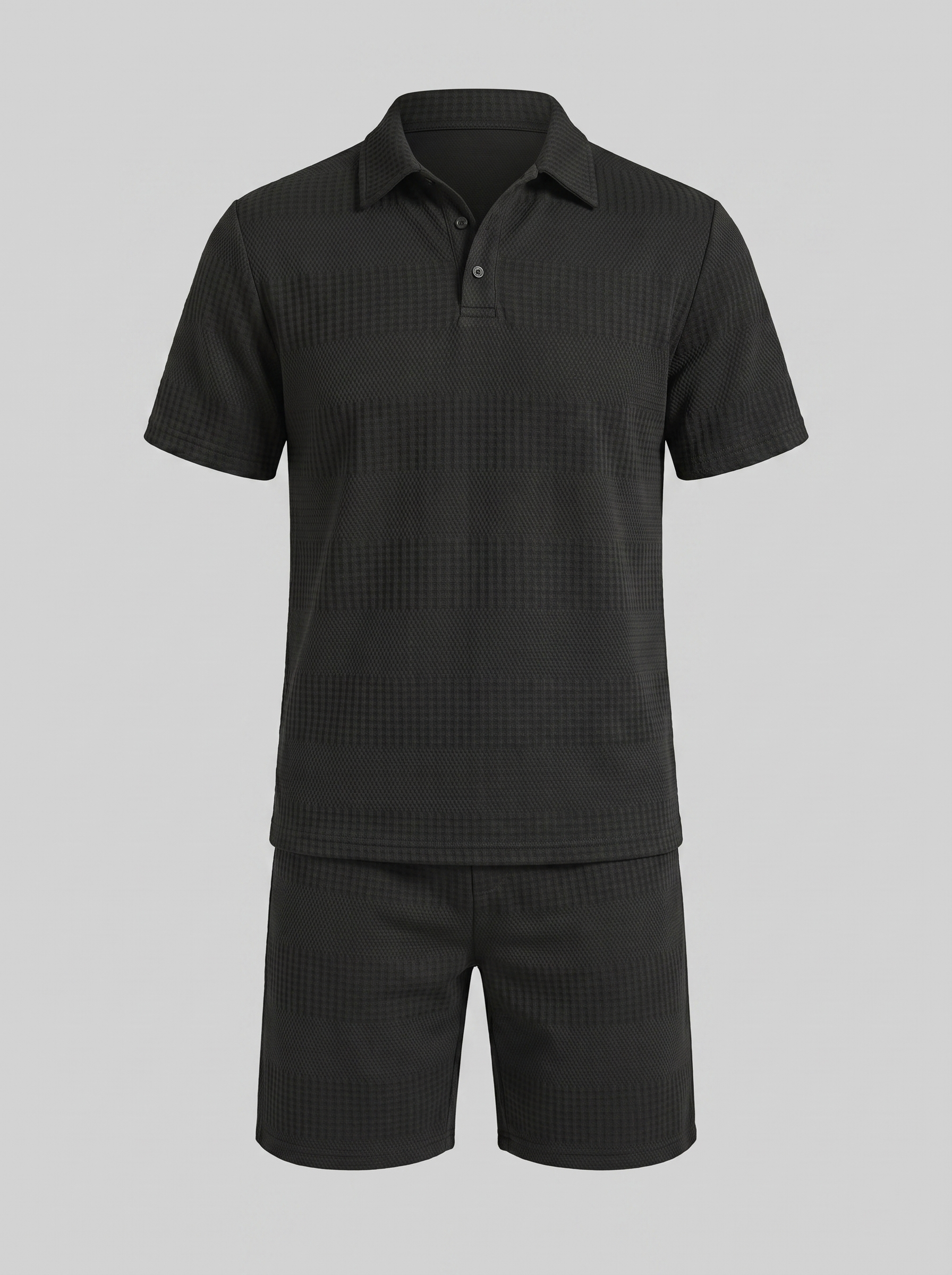Set aus strukturiertem Polohemd und Shorts für Herren