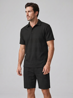 Set aus strukturiertem Polohemd und Shorts für Herren