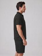 Set aus strukturiertem Polohemd und Shorts für Herren