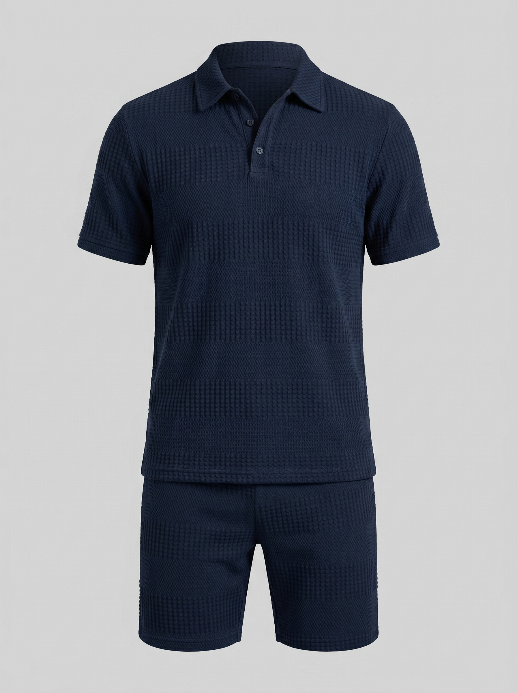 Set aus strukturiertem Polohemd und Shorts für Herren